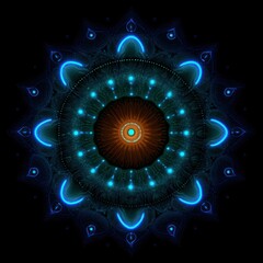 Radiant lotus mandala with sacred geometric patterns, abstract spiritual background symbolizing awakening and consciousness