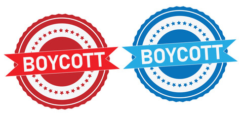 Grunge Boycott Stamp Vector – Red Blue Rubber Ink Design on White Background