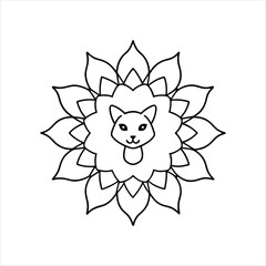 Elegant Animal Mandala Calming Vector Line Illustration