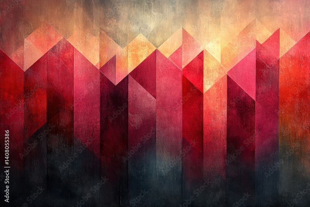 Aufkleber Red Abstract Background with Geometric Pattern and Vintage Texture in Christmas Colors for Elegant Designs