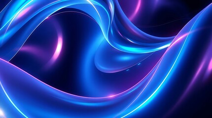 Fototapeta premium Abstract Blue and Purple Neon Waves Background - Luminous Flowing Design