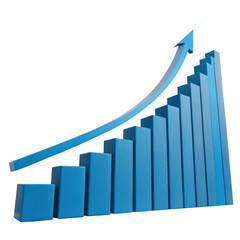 Increasing Blue Bar Chart Displaying Revenue in Modern Office Space
