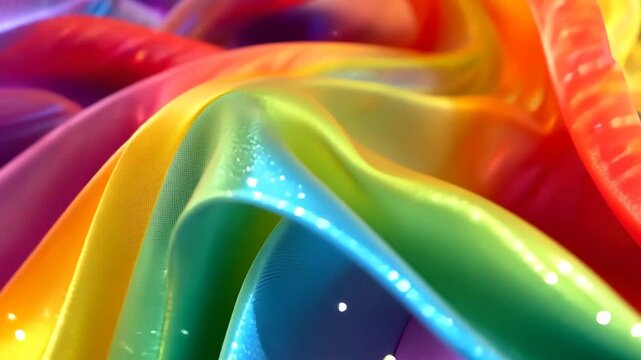 Schimmernde Stoffstruktur in Regenbogenfarben