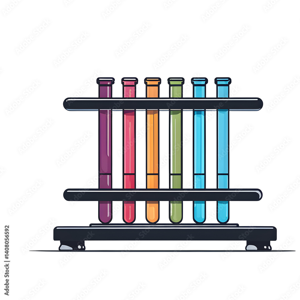 Poster modern design icon of a test tube rack symbolising chemistry, isolated on a empty plain background