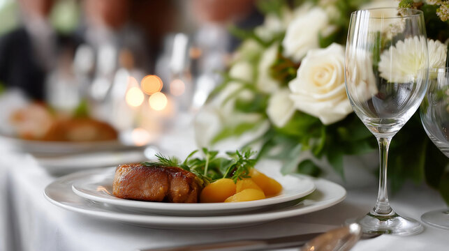 Blurred Business Banquet Scene, Symbolizing Professional Events and Entrepreneurial Gatherings. business event, banquet meeting, corporate gathering, entrepreneurship, networking event, blurred image,