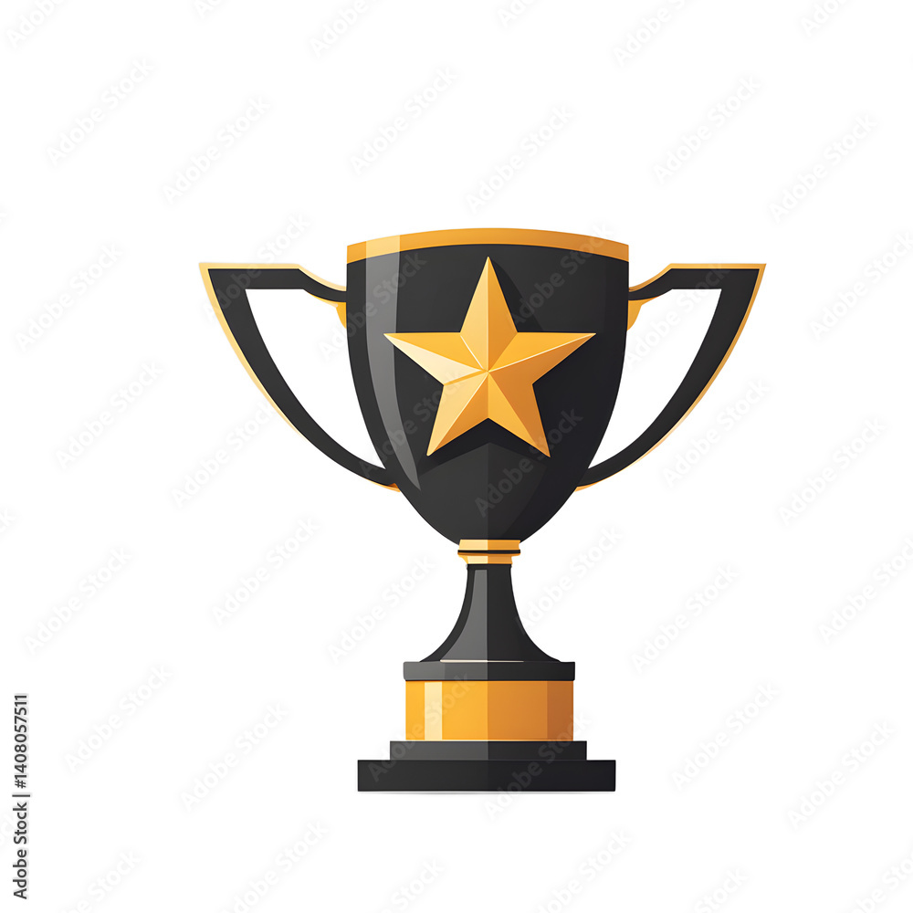 Poster Modern design icon of a trophy with star symbolising excellence, isolated on a empty plain background