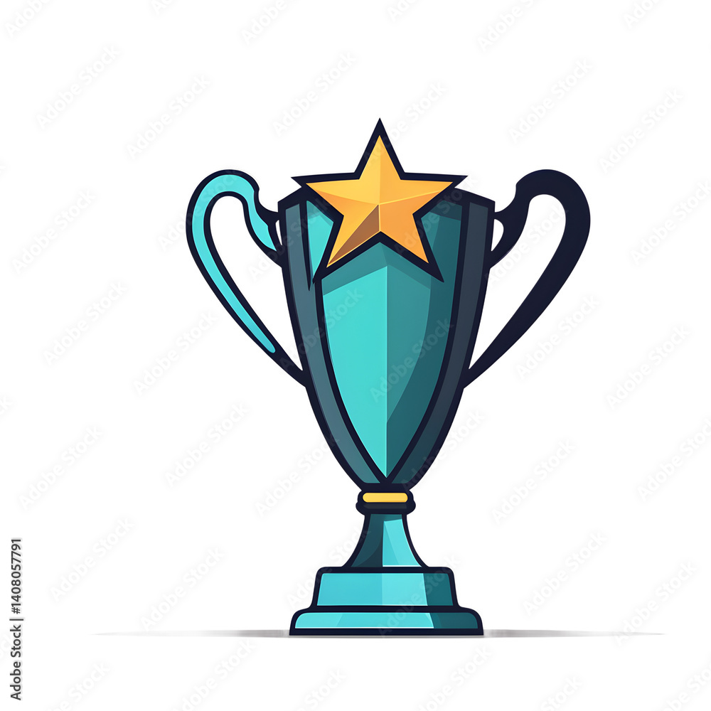 Poster Modern design icon of a trophy with star symbolising excellence, isolated on a empty plain background