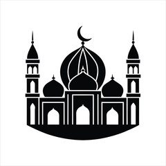  Geometric Mosque Silhouette Islamic Vector Art on White Background