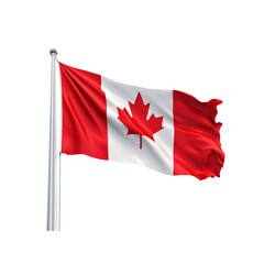 Canadian Flag Waving on Flagpole, Isolated on Transparent background