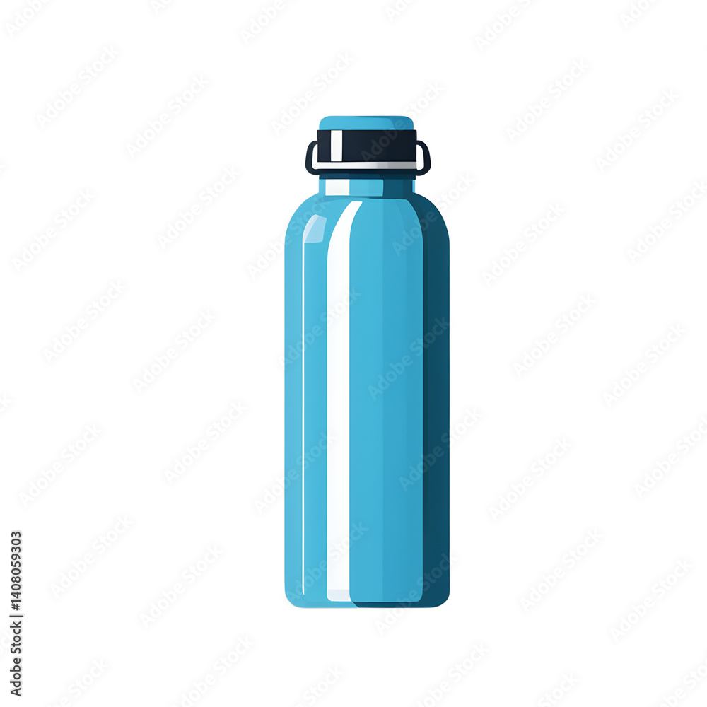 Poster modern design icon of a water bottle symbolising hydration, isolated on a empty plain background