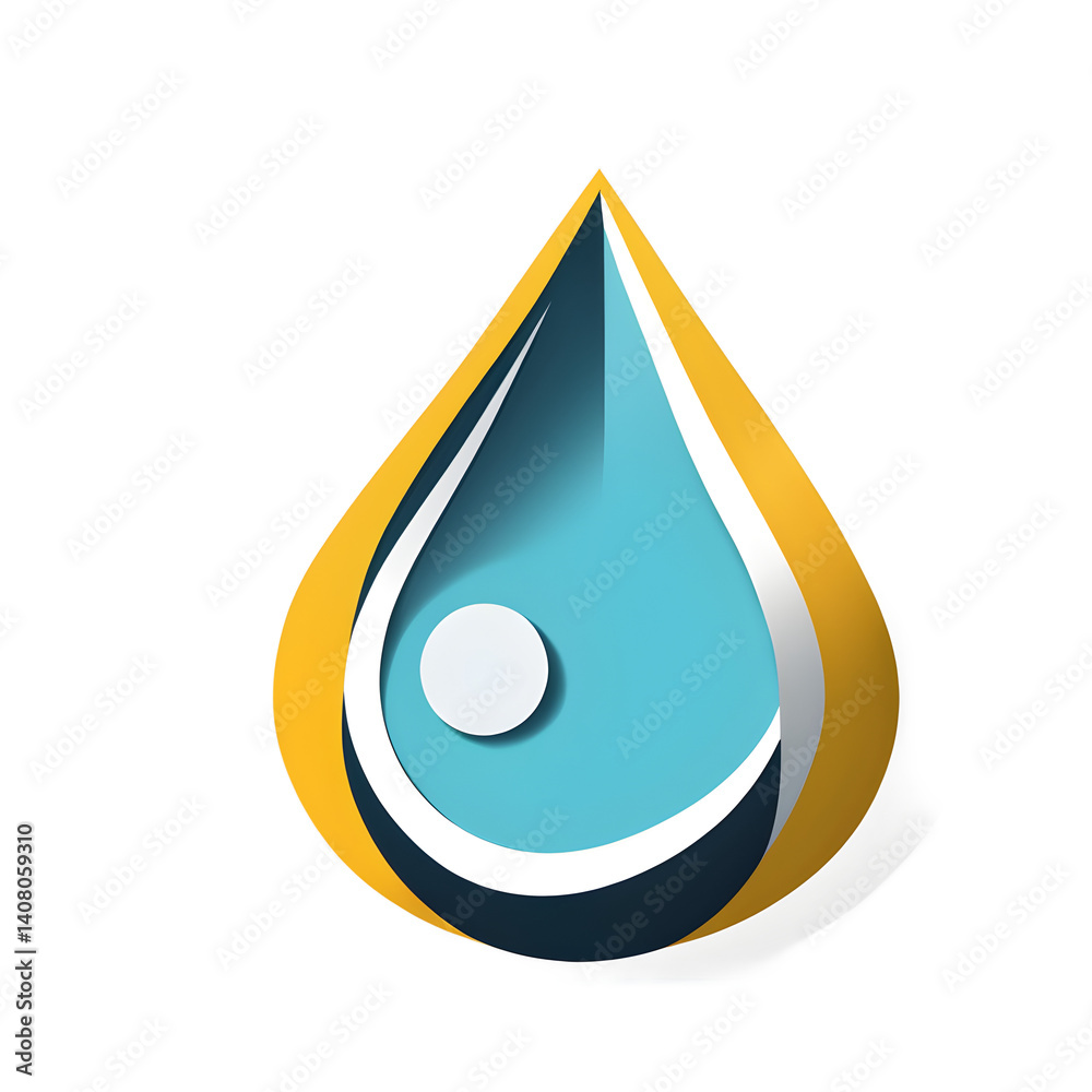 Poster modern design icon of a water droplet symbolizing environmental awareness isolated on a empty plain 