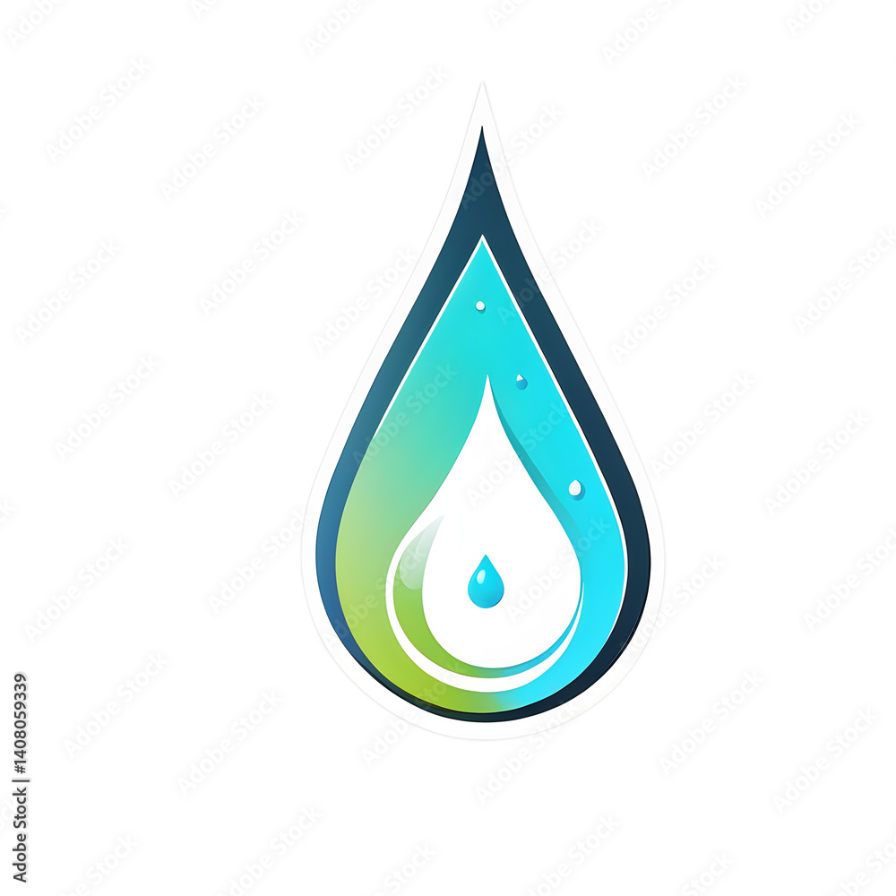 Poster modern design icon of a water droplet symbolizing environmental awareness isolated on a empty plain 