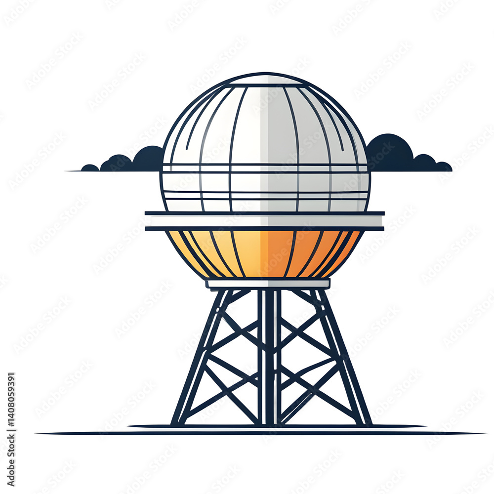 Aufkleber Modern design icon of a weather radar tower symbolising meteorology infrastructure isolated on a empty plain background