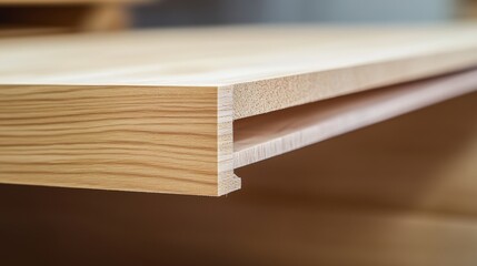 Carpenter cutting wood for a bookshelf in a workshop. Featuring craftsmanship and focus