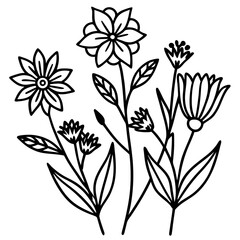 Minimal Boho Wildflower Vector Illustration on White Background