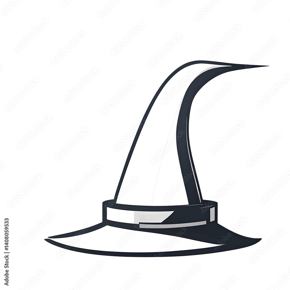 Poster Modern design icon of a wizard hat symbolising fantasy literature isolated on a empty plain background