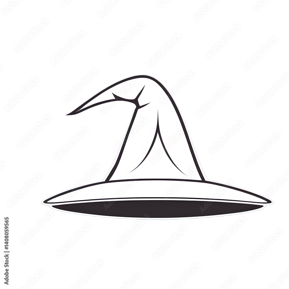 Poster modern design icon of a wizard hat symbolising fantasy literature isolated on a empty plain backgrou