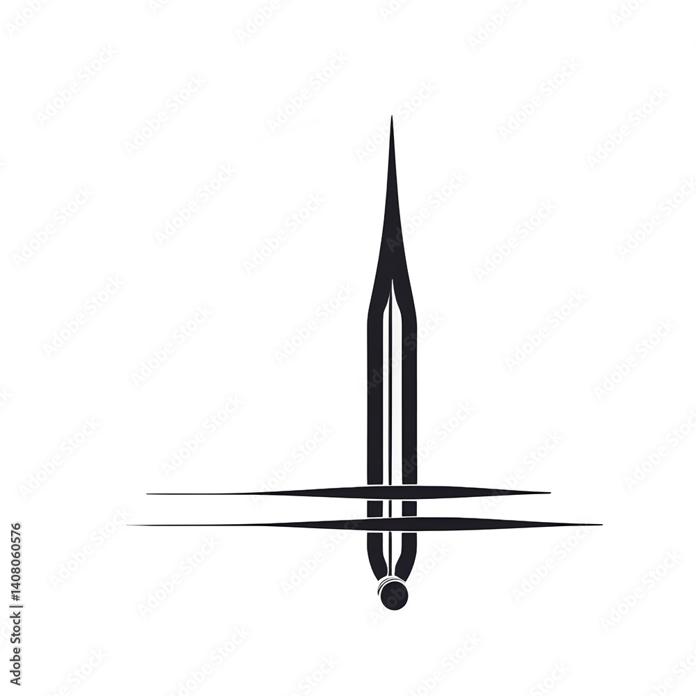 Poster modern design icon of an acupuncture needle symbolising alternative healing isolated on a empty plai
