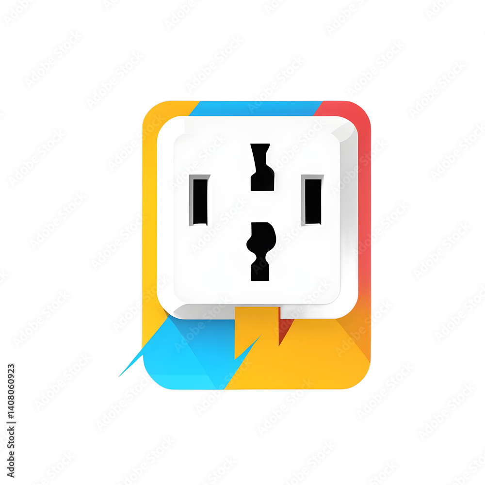 Poster modern design icon of an electric plug with lightning bolt symbolising power, isolated on a empty pl