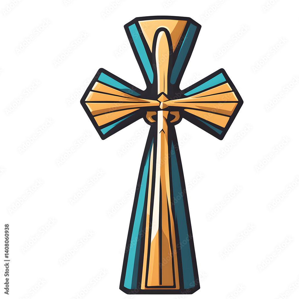 Poster modern design icon of an egyptian ankh symbolising eternal life isolated on a empty plain background