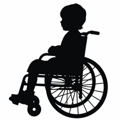 Silhouette of child in manual wheelchair side view