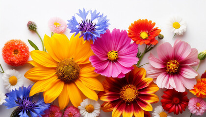 Fototapeta premium bright summer flowers on white background