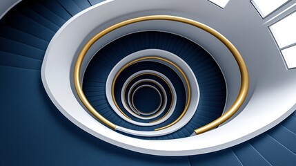 Fototapeta premium Elegant spiral staircase design. Inner perspective, showcasing intricate curves and modern aesthetic