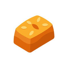 Financier with Almond Flour on Transparent Background  