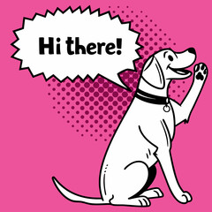 Dog Sitting with One Paw Raised