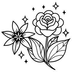 Minimal Dreamy Floral Elements Vector Illustration on White Background