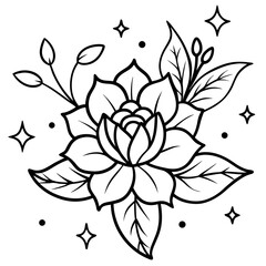 Minimal Dreamy Floral Elements Vector Illustration on White Background