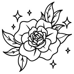 Minimal Dreamy Floral Elements Vector Illustration on White Background