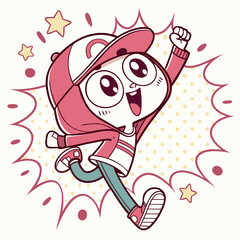 Happy Hop – Cute Cartoon Jump in Pop Art Joy