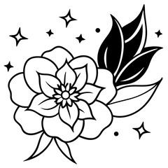 Minimal Dreamy Floral Elements Vector Illustration on White Background