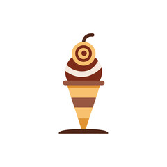 Sundae with Hot Fudge Spiral on Transparent Background  