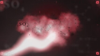 Red and white cloud with the chemical formula SO4 in the background. Suitable for science, chemistry, weatherrelated designs, and educational materials.