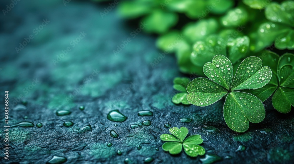 Poster st patrick s day background featuring a shamrock on a green backdrop concept of luck,st patrick s da