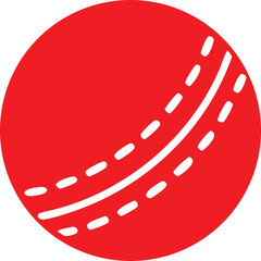 Simple red cricket ball icon, perfect for sports-related designs and websites.