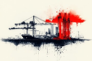 Construction cranes, abstract background for presentation
