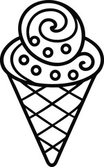 vector illustration of a chocolate cake, chocolate ice cream, ice cream icon on white background.