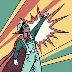 Power Pose – Confident Point in Vibrant Pop Art