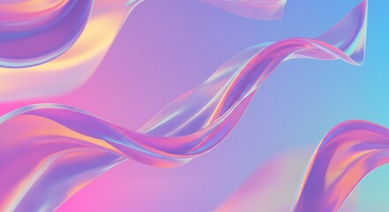 Dreamy Pastel Swirls: Iridescent 3D Render AI Generated