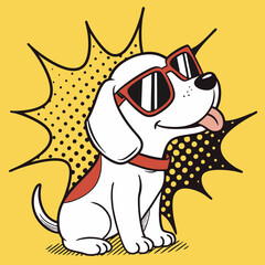 Puppy with Sunglasses and Tongue Out