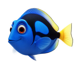 Naklejka premium Blue Tang for Tropical Fish and Marine Life Art - Isolated on White Background