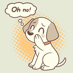 Shy Puppy Covering Eyes with Paw