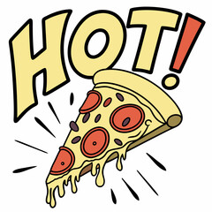 Slice of Pizza with Cheesy Pull and Pop Art Burst