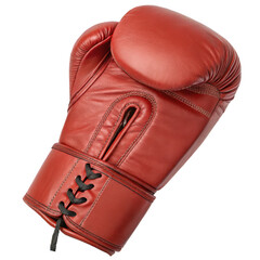 High-Quality Leather Boxing Glove Red Boxing Equipment Isolated on White Background