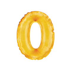 Isolated golden number zero balloon on transparent background.