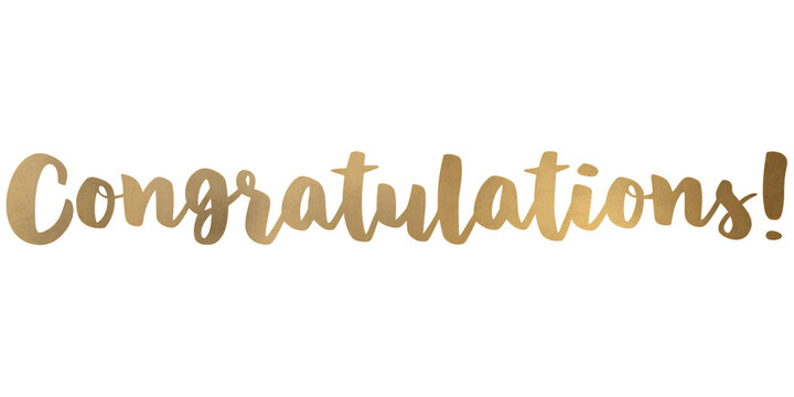 Gold congratulations script on a transparent background.