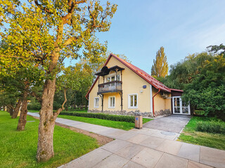 Modern house with a red roof
